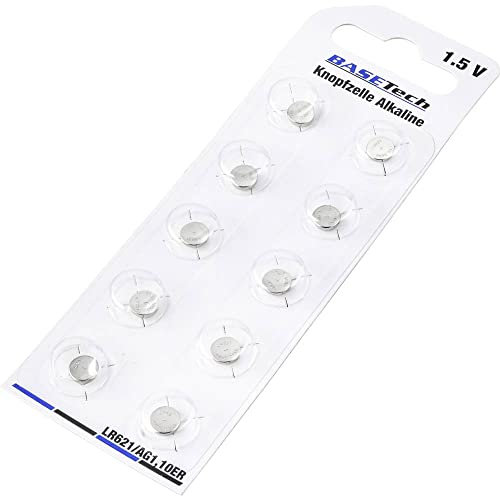 Basetech Pila de botón AG1 LR 621 alcalina manganeso 6 mAh 1.5 V 10 Unidades