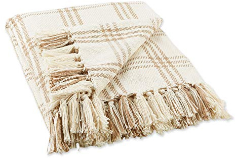 DII Farmhouse Plaid Überwurf, 50 x 60 cm, Stein