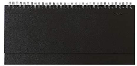 Tisch-Querkalender Balacron schwarz 2022 - Büro-Planer 29,7x13,5 cm - mit Registerschnitt - Tisch-Kalender - verlängerte Rückwand - 1 Woche 2 Seiten: ... - verlängerte Rückwand - 1 Woche 2 Seiten