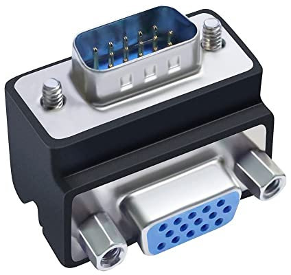 DTech Adaptador de ángulo VGA de 90 grados VGA a VGA conector macho a hembra de 15 pines Convertidor de extensión acoplador