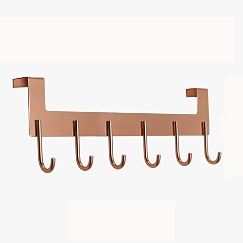 DCFV Über Den Türhaken, Garderopf, 6 Haken, Dekorative Metalltürhaken Aufhänger Halterung for Hausbad Büro Küche Verwendung 3 Farbe (Color : Gold)
