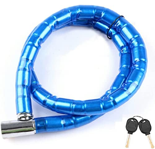 Cadena Candado pitón para motos bicicletas de 1 metro blindada antirrobo 2 llaves de seguridad azul