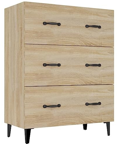 vidaXL Sideboard mit 3 Schubladen Kommode Anrichte Schrank Beistellschrank Mehrzweckschrank Schubladenschrank Sonoma-Eiche 69,5x34x90cm Holzwerkstoff