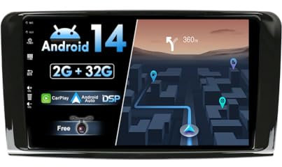 JOYX Android 14 Autoradio Passt für Mercedes Benz ML GL W164 Class - Kabellos CarPlay + Android Auto - Rückfahrkamera KOSTENLOS - [2G+32G] - IPS 9 Zoll 2 Din - DAB Lenkradsteuerung 4G WiFi Fast-Boot