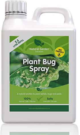 Organic Plant Bug Spray Big Value 2.5L Refill Bee Friendly Flowers Fruit Vegetables Pest Control Greenfly Blackfly Aphids Spider Mites Mealybugs Scale Mildew Indoors Outdoors Gardening