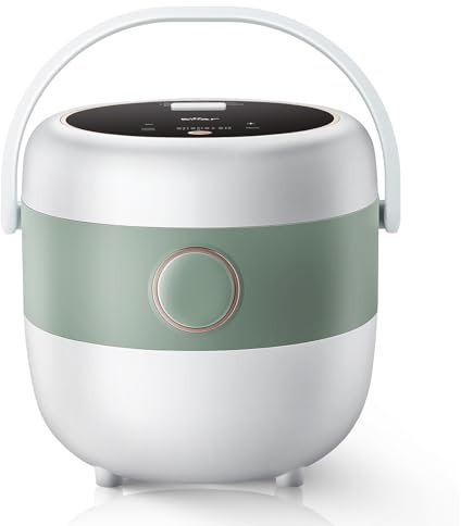 Bear Rice Cooker 3 tazze (non cotte), riscaldamento 3D e logica fuzzy, piccolo cuociriso antiaderente sano, senza PFA, touch-screen, per zuppa di farina d'avena bianco/marrone riso quinoa