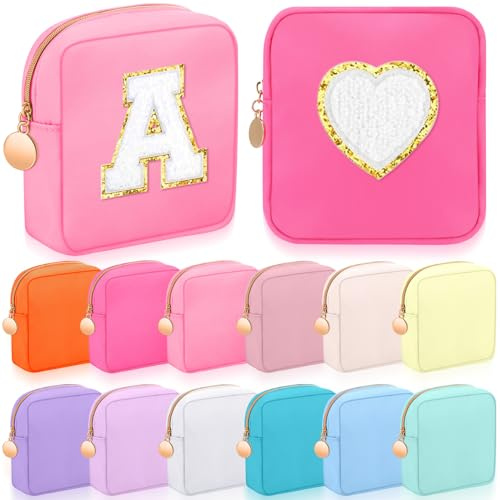 Kacctyen 12 Pcs Mini Makeup Bag Nylon Small Pouch for Purse Mini Square Nylon Pouch with Zipper Small Cosmetic Travel Makeup Bag Purse Organizer for Women(Fresh Color,Regular)