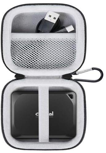 Lacdo Custodia Rigida Hard Disk Esterno per Crucial X10 Pro/Crucial X9 Pro Portable SSD 1TB 2TB 4TB USB 3.2 Stato Solido Esterne EVA Antiurto Impermeabile Protettiva Borsa, Nero+Grigio