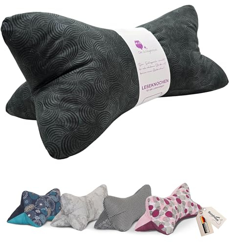 Leseknochen Muster Nackenkissen Handmade in D, waschbar (Metall Anthrazit)