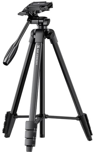 K&F Concept B174A1 Lightweight Tripod for Camera Phone, 60 inch/152cm Tripod for Smartphone with Phone Holder, Travel Stand for Camera with Cold Shoe, Bluetooth Remote S174A1
