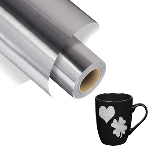 CPYJW Selbstklebende Plotter-Folie aus Aluminiumfolie für DIY-Geschenke, Tassen, Fenster, Keramik, Kunststoff (Silber)