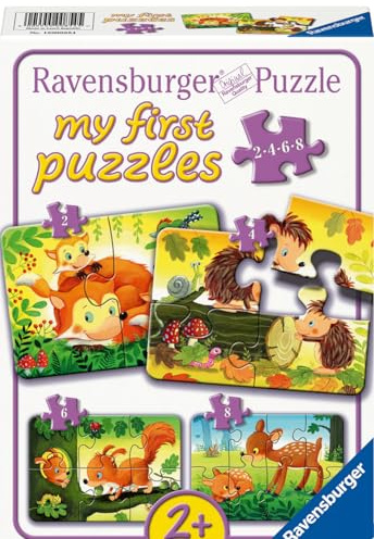 Ravensburger barnpussel - 12000854 Små djurfamiljer - 2,4,6,8 bit pussel för barn från 2 år och uppåt