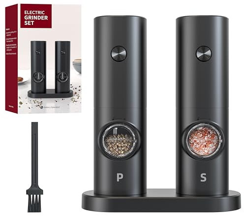 PotentForce Molinillo Pimienta electrico,Juegos de molinillos de sal y pimienta,Molinillos de pimienta con espesor regulable,Pimentero electrico/Pimentero molinillo/Molinillos de especias eléctricos.
