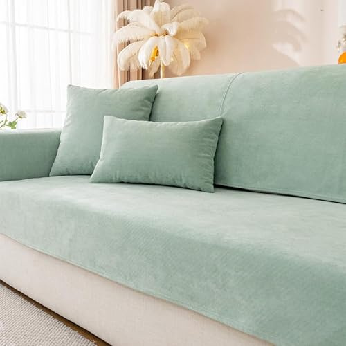 GKXLH Neue wasserdichte Sofa überzug - Weiche Chenille Sofa Sitzkissenbezüge, rutschfeste Sofabezug waschbar 1 2 3 4 Sitzer Couch überzug für Sektionssofa, Sofaüberwürfe L Form (Matcha Grün, 70x70cm)