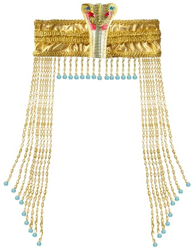Cleopatra Headpiece Egyptian Headpiece for Women Egyptian Costume Accessories Beaded Headdress Cleopatra Costume Hat Cleopatra's Headdress Jewelry for Cosplay Party Carnival Halloween Gold Color