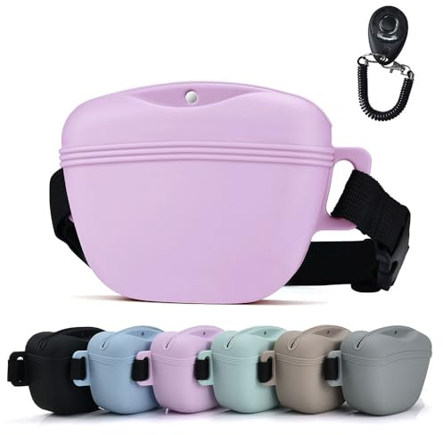 AOKLANT Pet Training Snack Bag with CLICKER 2.0 - Nuevo Cierre magnético, 1,66 Tazas con Correa de Silicona, Ideal para adiestrar y pasear.