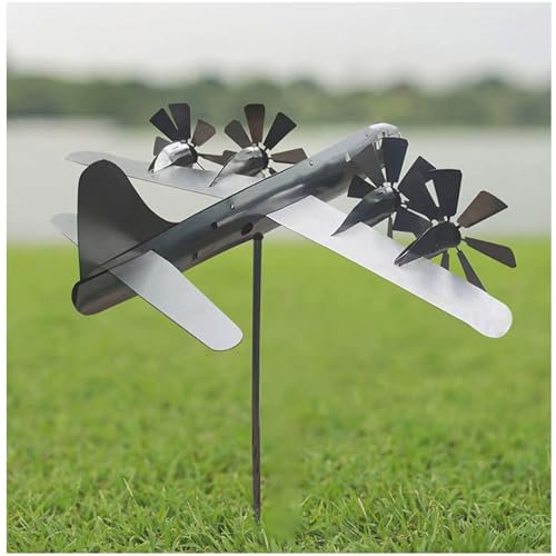 BesBet Flugzeug-WindmüHle, Handgemachte Magische WindmüHle, Garten Dekoration, Windmuehlen Fuer Garten, füR Terrasse Und Garten, Als Terrassendekoration