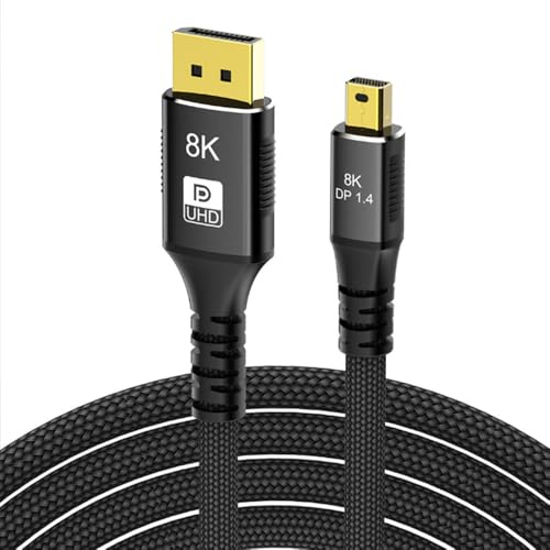 H.May 8K60hz Mini DP to DP1.4 Adapter Cable,32.4Gbps Video Data HD Cable,Support 4K@120Hz/144Hz2K@144Hz/165Hz for Macbook,IMAC,MAC,TV,Projector,Monitor,etc. (1 M)