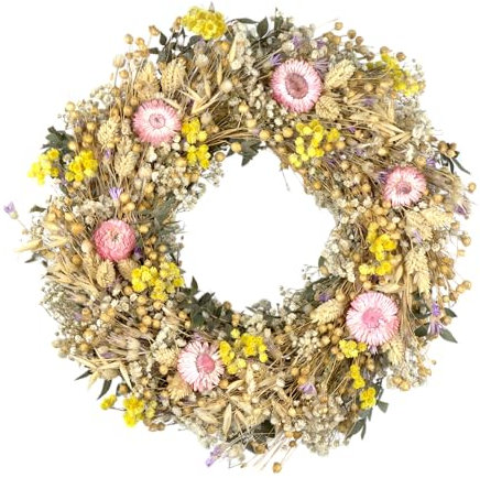 PHILARO Trockenblumenkranz Copenhagen Ø 30cm - kein Plastik I Trockenblumen Premium Qualität aus Europa - Wandkranz - Türkranz - Tischkranz - Natur-Deko