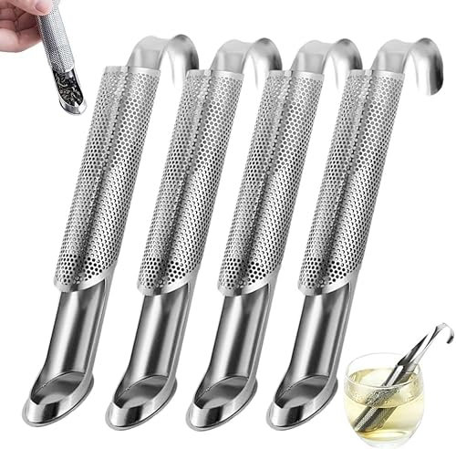 Tea Diffuser Stainless Steel, Creative Stainless Steel Tea Strainer for Loose Tea, Stainless Steel Tea Strainer Fine Holes, Tea Interval Diffuser, Tea Infuser Stick Pipe Handle Tea Filter for Rose,
