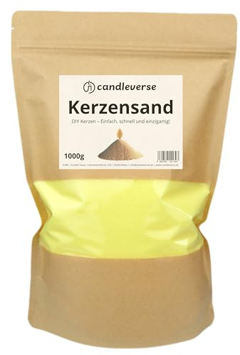 Candleverse Kerzensand 1kg [Gelb] | inkl. 30 Dochte | Natürliches Kerzenwachsgranulat | Kreative DIY-Kerzen für Zuhause und als Deko