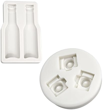 2 Stück Bierflasche Kamera Silikonform Kuchen Backform Kuchen Dekorieren Werkzeug Für Die Herstellung Von Schokolade Fondant Formen Bierflasche Kamera Silikonform