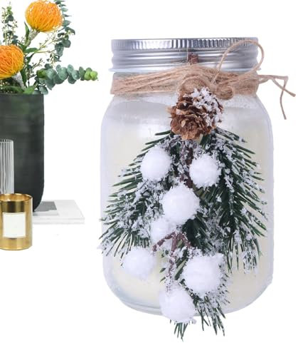 Weihnachtliche Duftkerze, Weihnachtskerze im Glas, Winterwachs, Weihnachtsdekoration, rustikale Tischdekoration für den Innenbereich, für Arbeitszimmer, Schlafzimmer