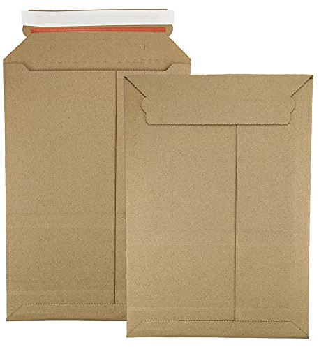Netuno 10 braune Versandtaschen aus Well-Pappe DIN B3 35,2 x 52 cm 354g gerade Klappe haftklebend Kartonkuverts Versandumschläge Warensendung Pappe Karton-Umschläge