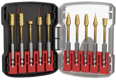 CSOOM Hartmetallfräserset, 10-teilig mit doppelter Schneide, ist ein Zubehör für Drehwerkzeuge zum Schleifen, Gravieren, Metallpolieren, Schnitzen und Bohren.