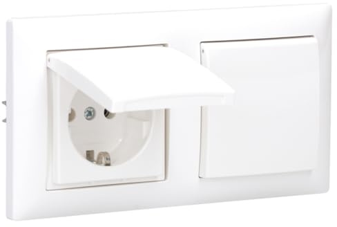 Busch-Jaeger Busch-balance SI 2-fach SCHUKO Steckdosen Set mit Klappdeckel | 2× 20 EUK-914 SCHUKO Steckdosen mit Klappdeckel und 1× 1722-914 Abdeckrahmen 2-fach, Alpinweiß