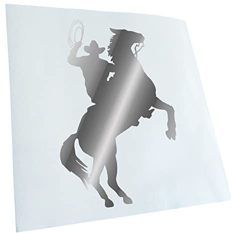 Kiwistar - Autoaufkleber - Chrom - 15x10cm Cowboy mit Pferd Lasso Aufkleber für Auto, Laptop, Fahrrad, LKW, Motorrad Mehrfarbig JDM Decal Racing