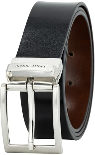 Pierre Cardin Wende-Gürtel Herren Rindleder schwarz-braun, Farbe/Color:schwarz, Size US/EU:Bundweite 95 cm Gesamtlänge 110 cm W 37.4 L
