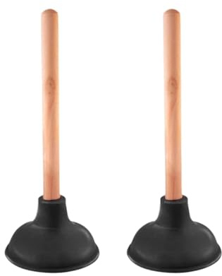 DIOXSTAR Toilet Plunger, Rubber Suction Cup, Ergonomic Wooden Handle, Sinks Cleaning Plunger, Portable And Lightweight, Unblocker For Bathroom Kitchen, Shower And Sinks (2Pcs)