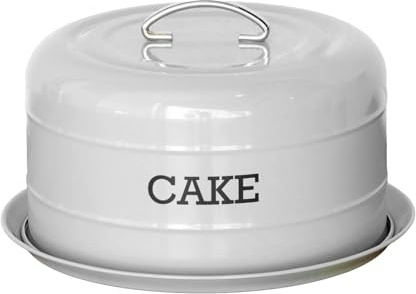 Retro Grey Vintage Cake Storage Tin 29x29x29cm Holder Plate Stand Store Dome Kitchen Worktop