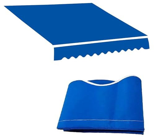 Ersatzbezug für Terrassenmarkise, 100 % Polyester, 6 x 1,5 m, manuelle Markisen, Stoff, Schatten, Markisentuch, Terrassenüberdachung, Ersatzteil, Blau