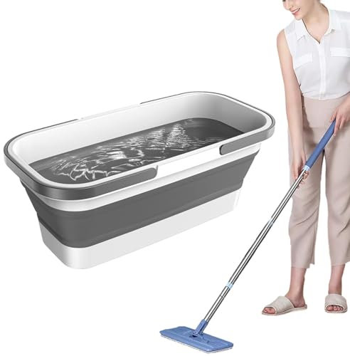 Cesta Plegable Rectangular práctica – Cubo Plegable con asa | Tina para Limpieza de la casa | Bañera de remojo de pies | Cubo Plegable para fregona | Tina Plegable con asa