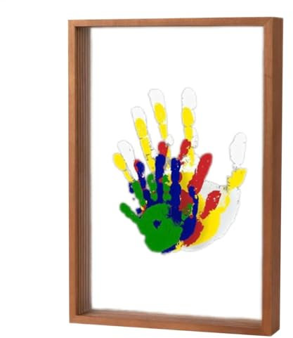 Handprint Craft Familienset – Handprint Craft Souvenir-Kit | Handabdruck-Set für Fingerabdruck und Handabdruck, handgefertigtes Holzrahmen-Set mit transparenten Blättern