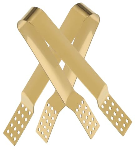 Garneck 2 Stück Haushaltsgrillzange aus Edelstahl in Gold mit Komfortablem Griff und Einfachem Verstauen als Küchen Teebeutelzange für Tee und Zucker