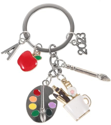 VANZACK Paintbrush Barrel for Graduation Keychain Creative Key Pendant Delicate Design Graduation Elements Keychain for Student