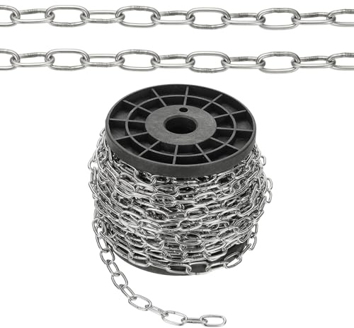 PATIKIL 50ft SUS304 Stainless Steel Chain, 2mm Metal Chain Link 15 Meter Small Light Duty for Home Outdoor Camping Hanging Pet Plant, Silver