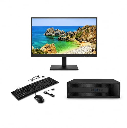 COMPUCLEAR Complete 22-24” Monitor Desktop PC Bundle - SFF PC, Intel Core i5, 8GB RAM, 128GB SSD + 500Gb HDD, Windows 11 Pro, WiFi, Keyboard & Mouse (Renewed)