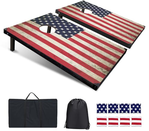 Wakefa Cornhole Set Maislochbretter Set, 90 x 60 cm Sitzsack-Wurfspiele mit 8 Sitzsäcken und 2 Cornhole Boards, Maislöcher, Outdoor-Spiele für Erwachsene und Familie, Geburtstagsparty-Spiel (CH11)