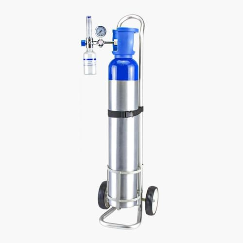 Tragbarer Sauerstoffflaschen-Rackwagen, leichter, verstellbarer Halter mit Rädern für Kliniken und Stationen, Sauerstoff-Transportwagen mit 16,8 cm Durchmesser, einfache Mobilität und Lageru
