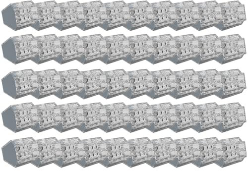 EDO Push-in Verbindungsklemmen 8-polig Grau 50 Stück - Kabelverbinder für starre Leiter 0,5-2,5 mm² - 24A 450V - Kompakte Anschlussklemmen für Elektroinstallation im Innenbereich