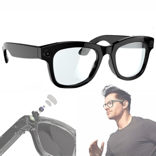 1080P HD Occhiali Con Registrazione Video Intelligente, Con Wi-Fi/Bluetooth 5.3, Fotocamera Ultra-grandangolare Da 5MP E Controllo Vocale AI, Occhiali Sportivi Per Esterni(Hyaline)