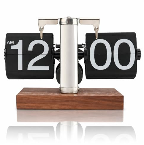 Tomedny Flip Clock, Retro Digital Flip down Clock Vintage Design Classic Mechanical Decor Internal Gear Operated for Home Office School Hotel Cafe