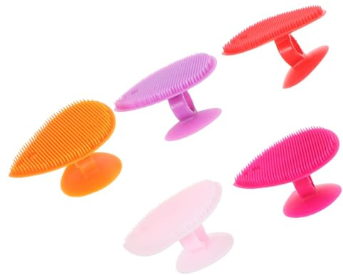 GALPADA 5 Stück-pack Herzförmige Silikon Massagebürste zur Gesichtsreinigung und Bademassage Doppelseitig Weich Schnell Trocknend für Babys und Kinderhaare Zufällige Farbe