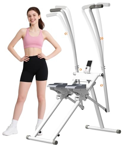 Klättermaskin, stair stepper för hem, crosstrainer-trapptäckare, trappmästare, vikbar med LCD-skärm, styre, justerbara pedaler, telefonhållare, för hem, kontor, kardioträning (vit)