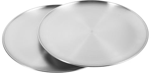 Ipetboom 2pièces Plaque à Pizza Inox Ronde Lot De Acier Inoxydable Cuisson Homogène Entretien Facile Pour Four Et Barbecue