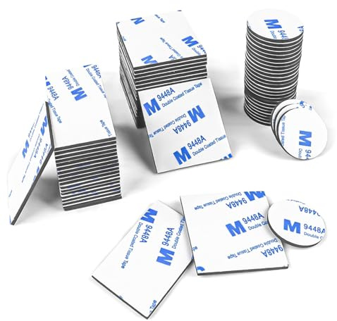 AIRUEEK Double-Sided Adhesive Pads, 60 Pieces Adhesive Pads Double-Sided Extra Strong, Glue Instead of Drilling for Walls, Floors, Doors, Plastics Extra Strong Adhesive Tape